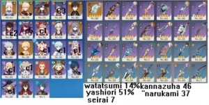 CONTA COM KOKOMI, KAZUHA, ZHONGLI, MONA E KEQING - Genshin Impact