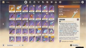 Conta Genshin Impact AR 57 10 personagens 5* e Aloy