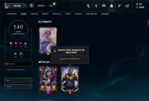 Conta Unranked com 130 Champs e 140 Skins + 1 Prestigio - League of Legends LOL