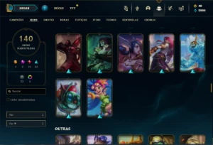 Conta Unranked com 130 Champs e 140 Skins + 1 Prestigio - League of Legends LOL