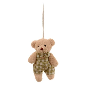 Ursinho com Jardineira Xadrez Pistache - 7 cm - Artesanato e Personalizados