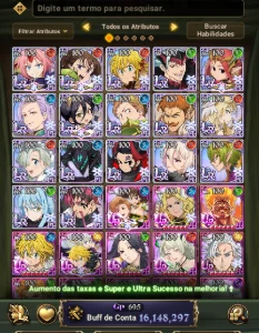 Conta 7DS Grand Cross – 16M CC Box – Banner Atual FECHADO – - Seven Deadly Sins