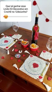 Kit Decorativo do Amor em Crochê - Artesanato e Personalizados