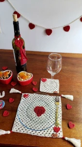 Kit Decorativo do Amor em Crochê - Artesanato e Personalizados