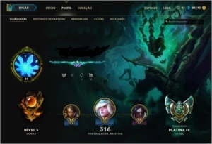 Conta League Of Legends Platina IV - 103 Skins LOL