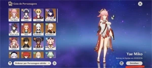 8x5 chars + 2x5 armas + 15 dias de bless, Miko com arma sign - Genshin Impact