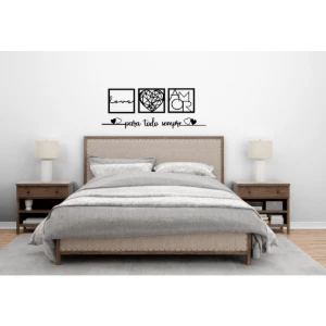 Trio de Quadros e Frase Para Todo Sempre em MDF - Artesanato e Personalizados
