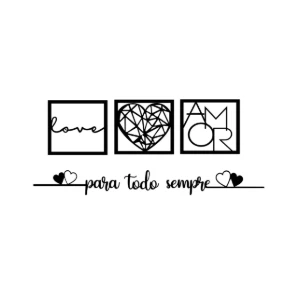 Trio de Quadros e Frase Para Todo Sempre em MDF - Artesanato e Personalizados