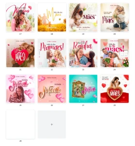 Pack Canva Dia das Mães - 28 Artes Editáveis - Serviços Digitais