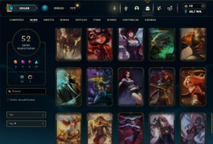 Ferro 1 com 80 Champs e 52 Skins ( Mais de 70 Jogos ) - League of Legends LOL