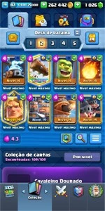 Clash conta Nv 14 Campeão Cavalheiro Dourado Nv 14 e etc - Clash Royale