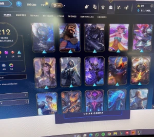 Conta league of legends 212 skins,nível 589-MESTRE e GM flex LOL