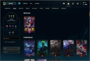 Conta prata 3 com 120 champs e 112 skins - League of Legends LOL