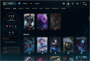 Conta prata 3 com 120 champs e 112 skins - League of Legends LOL