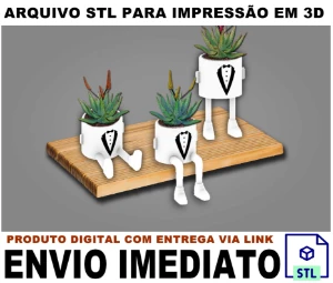 STL Para Impressão 3D - Conjunto 3 Vasos Redondos