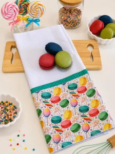 Pano de Prato Artesanal Macarrons - 50 x 70 cm - Artesanato e Personalizados