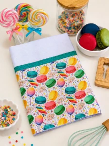 Pano de Prato Artesanal Macarrons - 50 x 70 cm - Artesanato e Personalizados