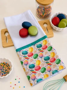 Pano de Prato Artesanal Macarrons - 50 x 70 cm - Artesanato e Personalizados