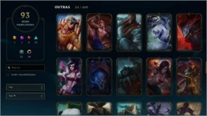 CONTA PLATINA 93 skins, 1 ultimate - League of Legends LOL