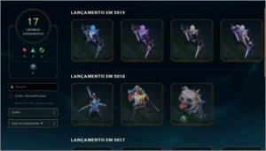 CONTA PLATINA 93 skins, 1 ultimate - League of Legends LOL