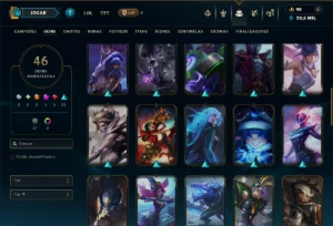Unranked com 100 Champs e 46  Skins ( ADC / MID ) - League of Legends LOL