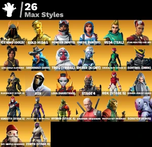 CONTA FORTNITE 62 SKINS | IKONIK | MIDAS | STW OG | 185 VB