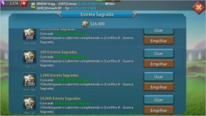 Conta 350M - +1M T4 - Lords Mobile