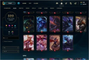 Conta League of Legends D2 | 59% WR | 322 Skins | 298 Icones LOL