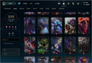Conta League of Legends D2 | 59% WR | 322 Skins | 298 Icones LOL