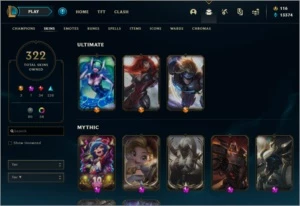 Conta League of Legends D2 | 59% WR | 322 Skins | 298 Icones LOL