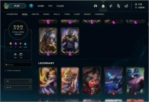 Conta League of Legends D2 | 59% WR | 322 Skins | 298 Icones LOL