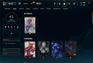 Prata 2 com 50 Champs e 45 Skins ( 1900 RP ) - League of Legends LOL