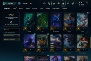 Unranked com 50 Champs e 16 Skins + 5 Fragmentos - League of Legends LOL