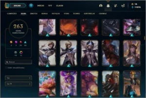Conta ouro 4 com TODOS os champs e 263 skins ( 2 Prestigios) - League of Legends LOL