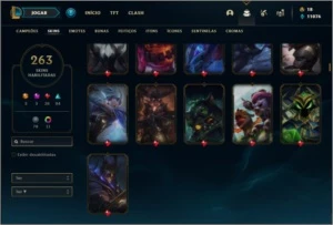 Conta ouro 4 com TODOS os champs e 263 skins ( 2 Prestigios) - League of Legends LOL