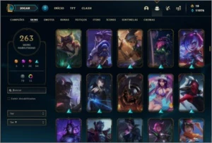 Conta ouro 4 com TODOS os champs e 263 skins ( 2 Prestigios) - League of Legends LOL