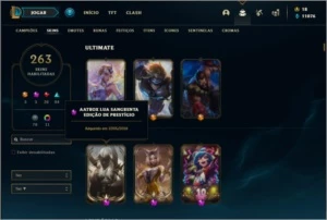 Conta ouro 4 com TODOS os champs e 263 skins ( 2 Prestigios) - League of Legends LOL