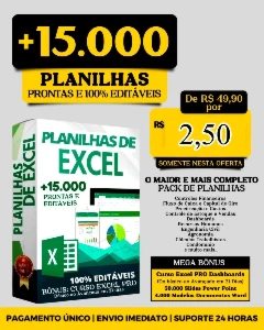 Super Pack +15.000 Planilhas Prontas Editáveis + Bônus