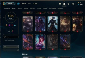 Conta de lol com 106 skins - League of Legends