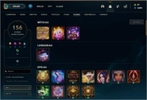 Conta de lol com 106 skins - League of Legends