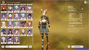 Conta AR 58 com 14 personagens 5* e 8 armas 5* - Genshin Impact
