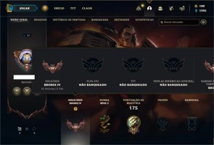 Conta bronze 4 com 43 Champs e 15 Skins - League of Legends LOL