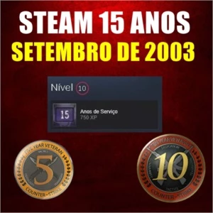 Contas Steam - Medalhas de 5 e 10 anos