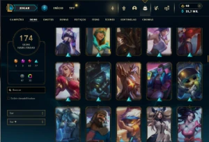 Prata 2 com TODOS os champs e 174 Skins + 3 Miticas - League of Legends LOL