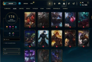 Prata 2 com TODOS os champs e 174 Skins + 3 Miticas - League of Legends LOL