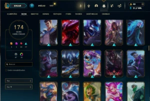 Prata 2 com TODOS os champs e 174 Skins + 3 Miticas - League of Legends LOL