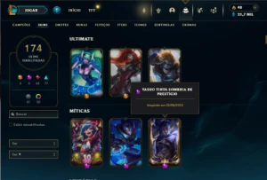 Prata 2 com TODOS os champs e 174 Skins + 3 Miticas - League of Legends LOL