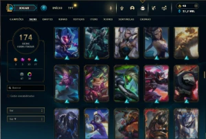 Prata 2 com TODOS os champs e 174 Skins + 3 Miticas - League of Legends LOL