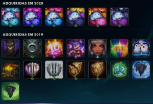 Conta com 48 campeões e 27 skins - League of Legends LOL