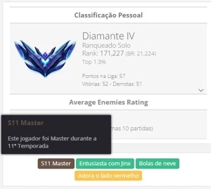Conta Diamante 4 ( Ja foi mestre ) - League of Legends LOL